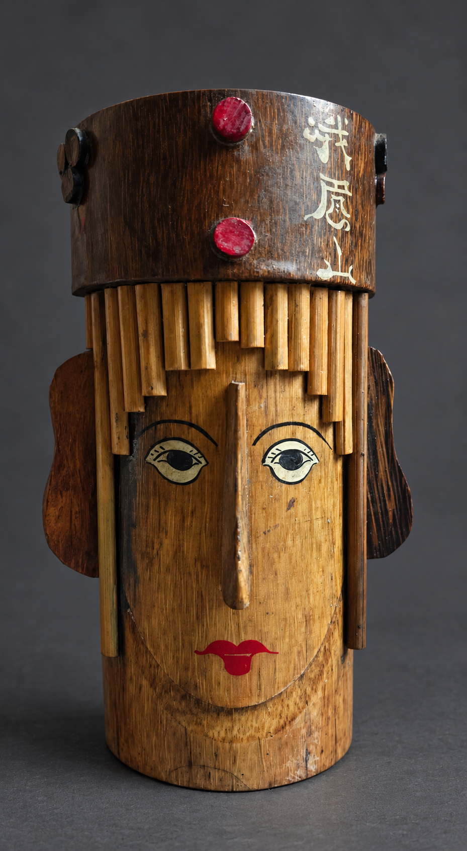 Vintage Emei Mountain Bamboo Figural Brush Pot — view 4