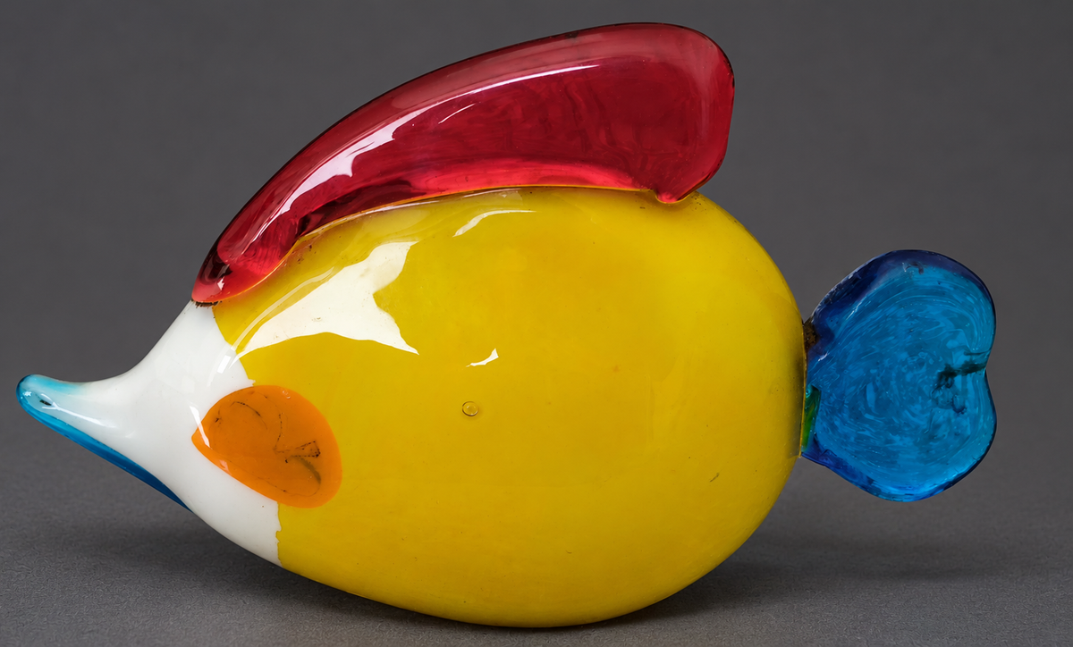 Vintage Murano-Style Multicolored Art Glass Fish