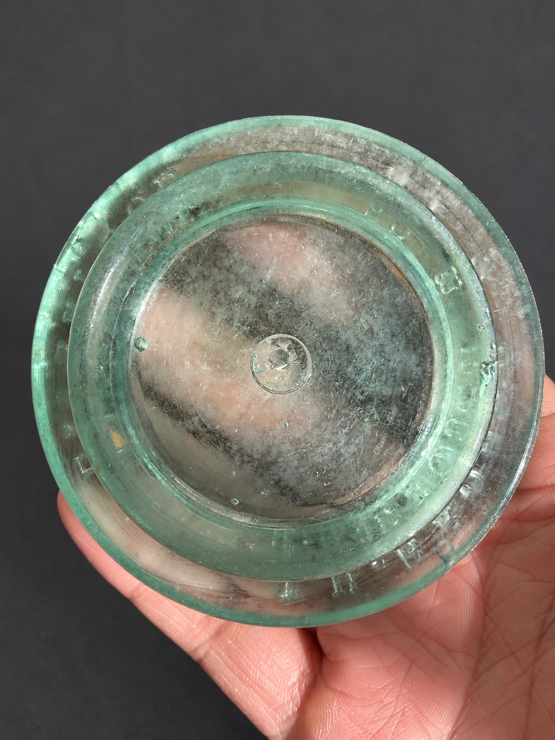 Vintage J.H. Brough Liverpool Embossed Glass Lid — view 3