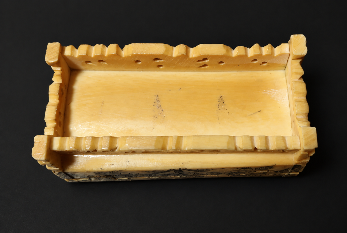 Vintage Chinese Carved Bone “Abundant Fish” Jewelry Box — view 6