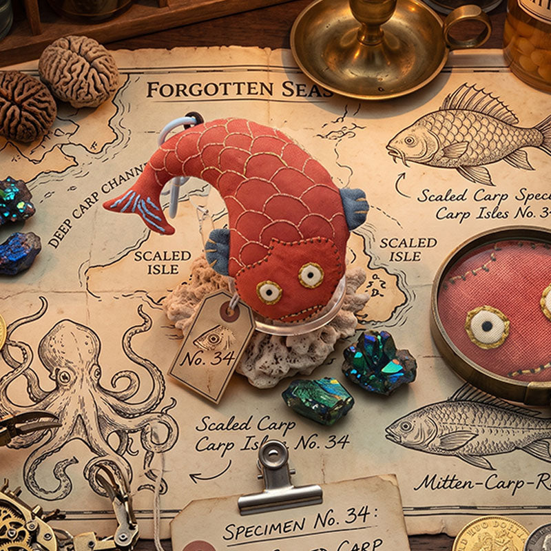 Handcrafted Linen Coral Red Seahorse Bag Charm