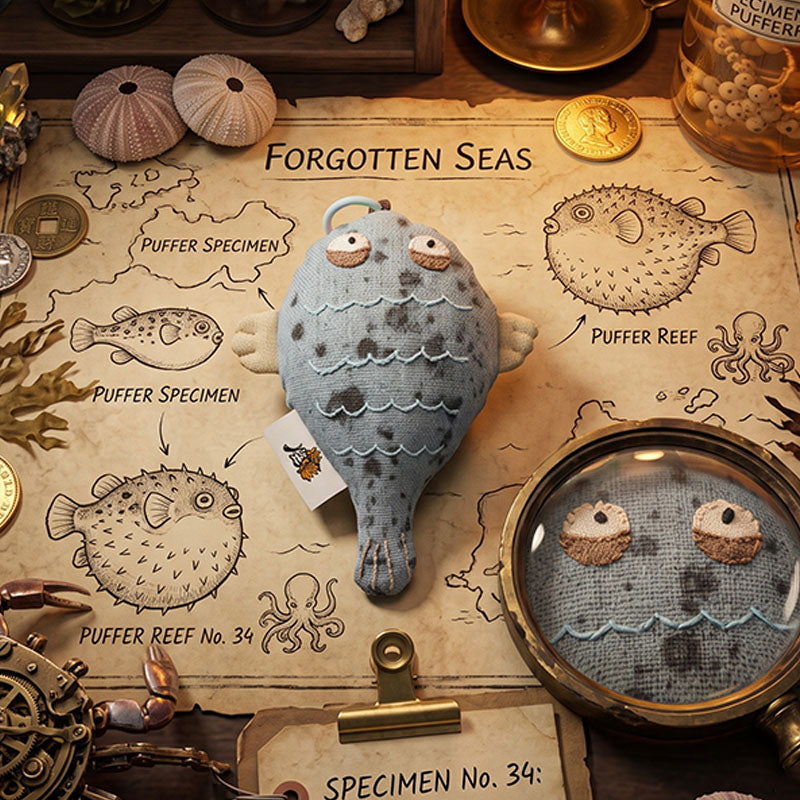 Handcrafted Linen Dusty Blue Fish Bag Charm