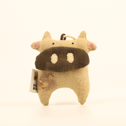 Handcrafted Linen Brown-Spotted Calf Bag Charm – handmade linen animal bag charm by Brusion