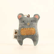 Handcrafted Linen Dusty Blue Mouse Bag Charm – handmade linen animal bag charm by Brusion