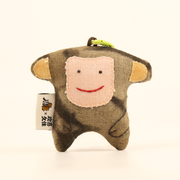 Handcrafted Linen Little Hat Monkey Bag Charm – handmade linen animal bag charm by Brusion