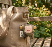 Handcrafted Linen Little Hat Monkey Bag Charm – handmade linen animal bag charm by Brusion