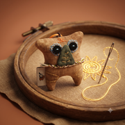 Handcrafted Linen Owl-Eyed Tiger Bag Charm – handmade linen animal bag charm by Brusion