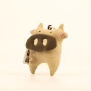 Handcrafted Linen Brown-Spotted Calf Bag Charm – handmade linen animal bag charm by Brusion