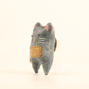 Handcrafted Linen Dusty Blue Mouse Bag Charm – handmade linen animal bag charm by Brusion