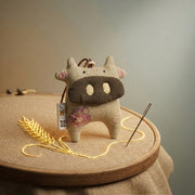 Handcrafted Linen Brown-Spotted Calf Bag Charm – handmade linen animal bag charm by Brusion