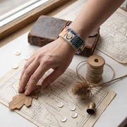 Mist Blue Garden Patchwork Wristband – handmade patchwork fabric bracelet by Brusion