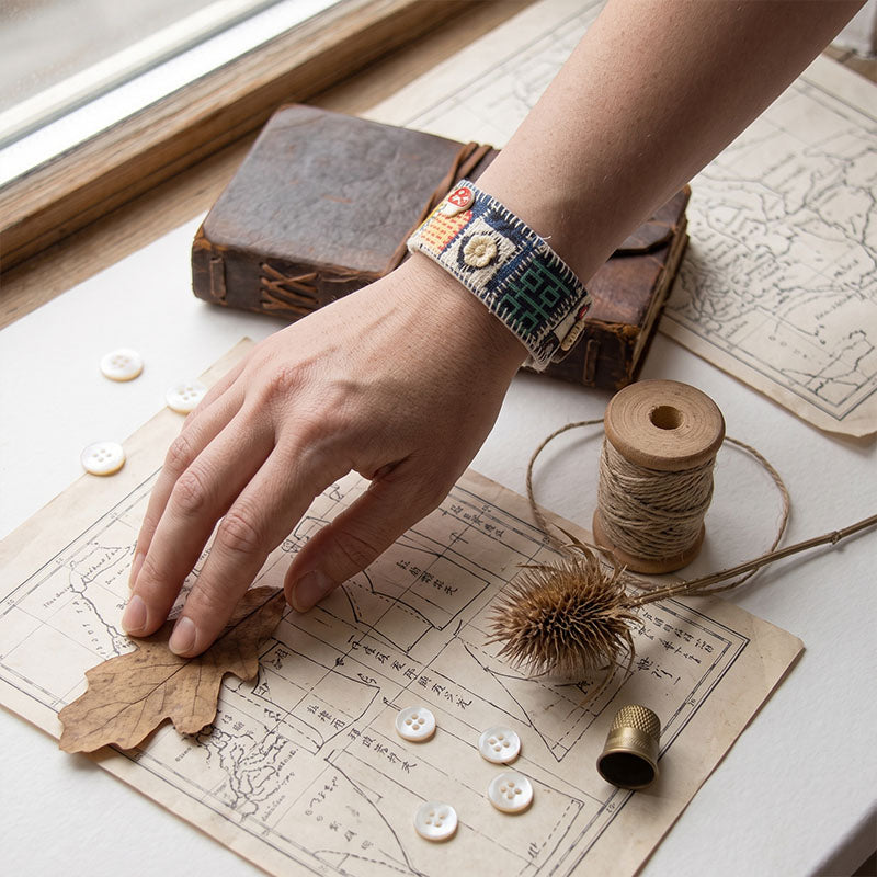 Mist Blue Garden Patchwork Wristband