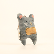 Handcrafted Linen Dusty Blue Mouse Bag Charm – handmade linen animal bag charm by Brusion