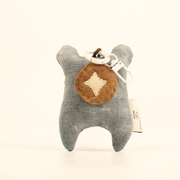 Handcrafted Linen Dusty Blue Mouse Bag Charm – handmade linen animal bag charm by Brusion