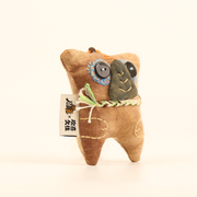 Handcrafted Linen Owl-Eyed Tiger Bag Charm – handmade linen animal bag charm by Brusion