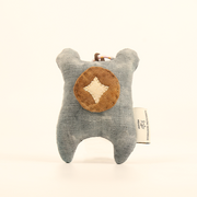 Handcrafted Linen Dusty Blue Mouse Bag Charm – handmade linen animal bag charm by Brusion