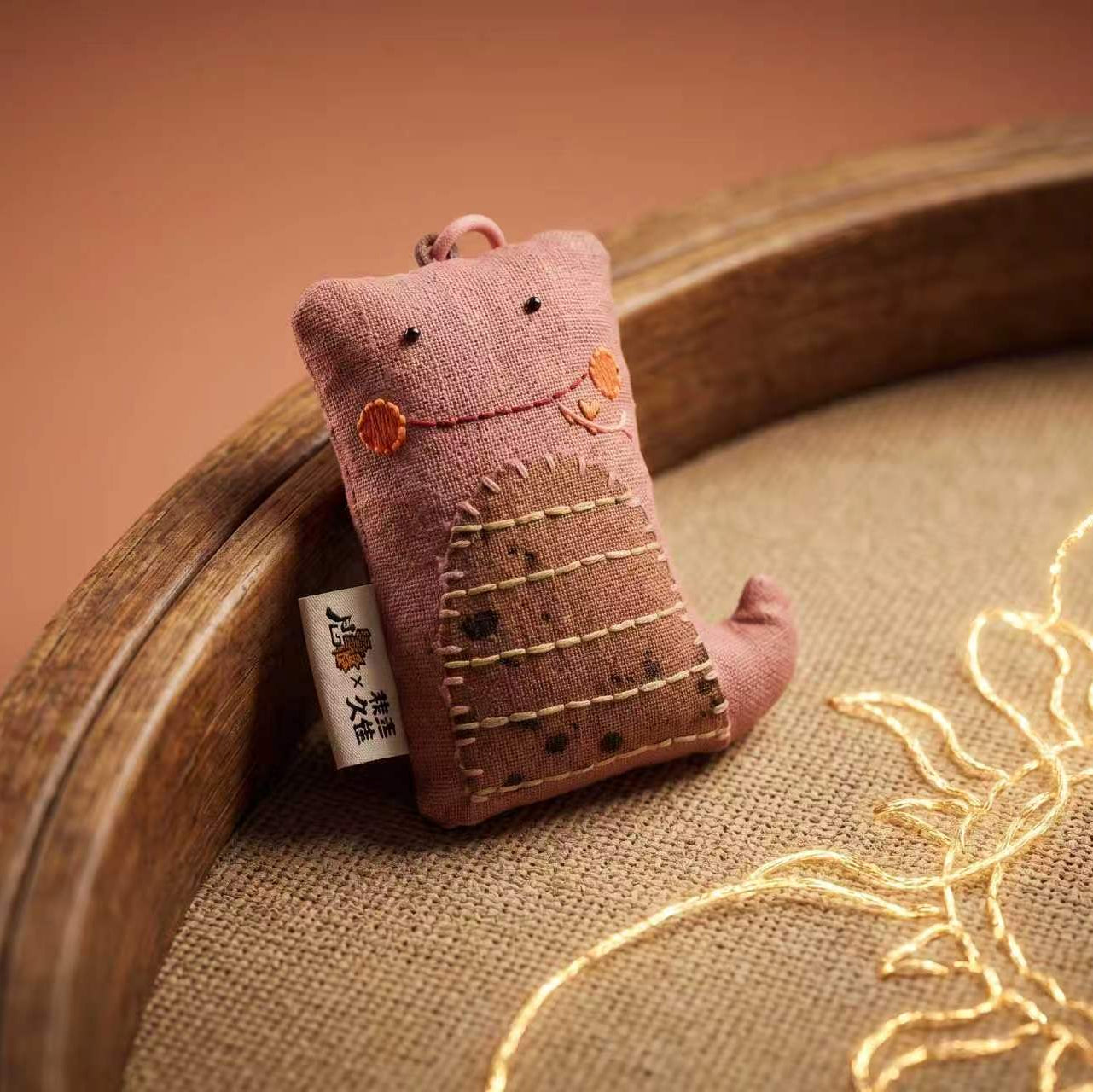 Handcrafted Linen Pink-Tail Striped Snake Bag Charm