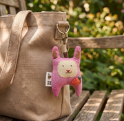 Handcrafted Linen Carrot Rabbit Bag Charm – handmade linen animal bag charm by Brusion