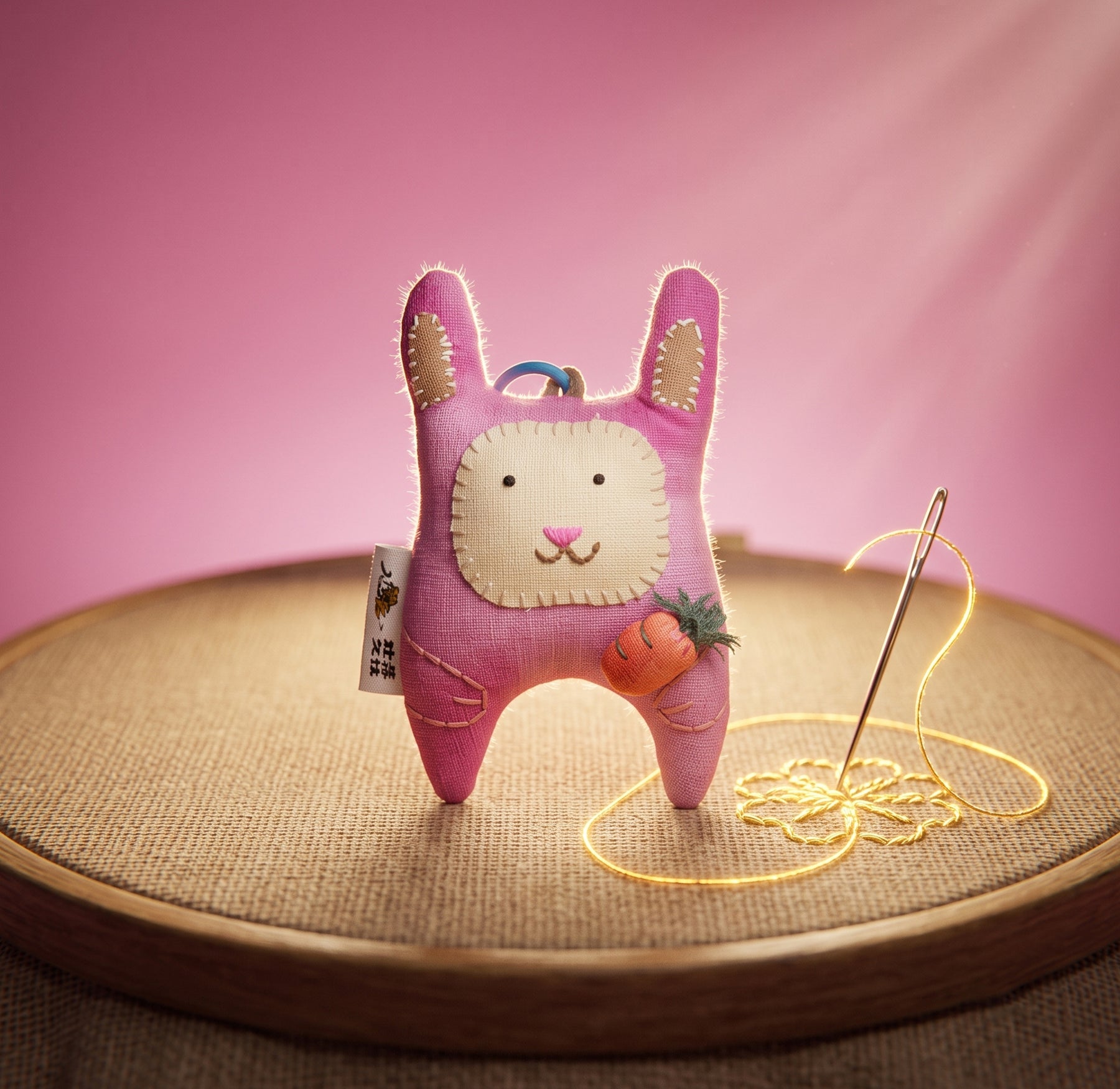 Handcrafted Linen Carrot Rabbit Bag Charm