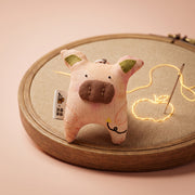 Handcrafted Linen Blush Pig Bag Charm – handmade linen animal bag charm by Brusion