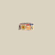 Mist Blue Garden Patchwork Wristband – handmade patchwork fabric bracelet by Brusion
