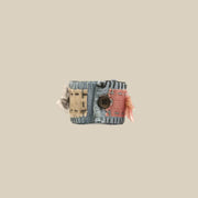 Denim Floral Patchwork Fabric Wristband – handmade patchwork fabric bracelet by Brusion