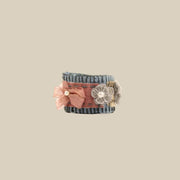 Denim Floral Patchwork Fabric Wristband – handmade patchwork fabric bracelet by Brusion