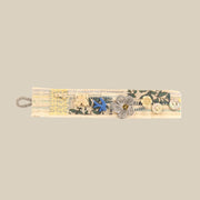 Blue-White Floral Shadow Wristband – handmade patchwork fabric bracelet by Brusion