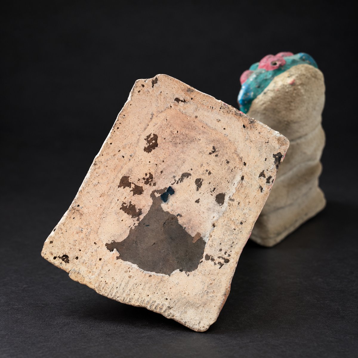 Painted Clay Lion Candleholders — A Pair — view 4