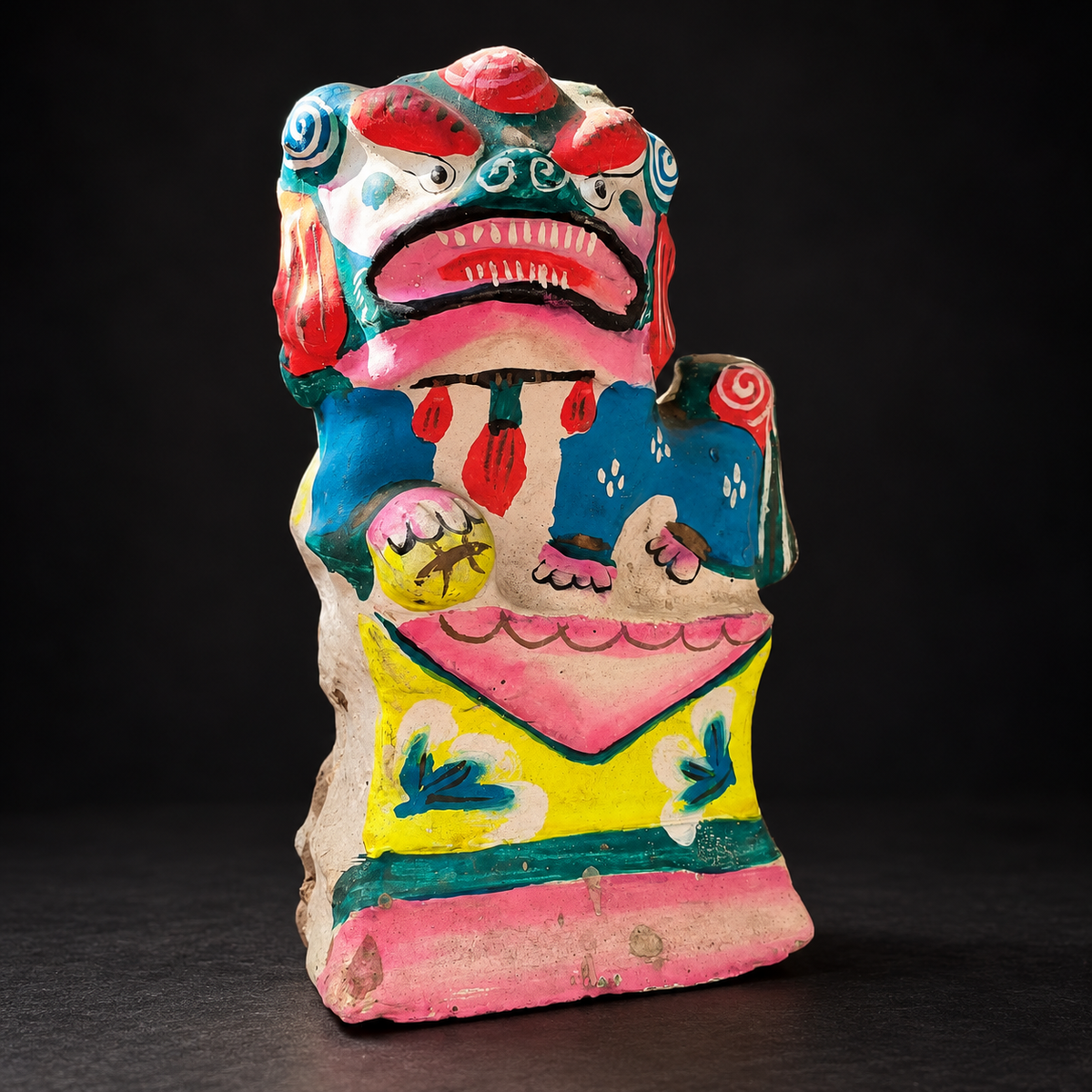 Painted Clay Lion Candleholders — A Pair — view 6