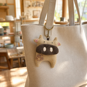Handcrafted Linen Brown-Spotted Calf Bag Charm – handmade linen animal bag charm by Brusion