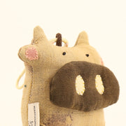 Handcrafted Linen Brown-Spotted Calf Bag Charm – handmade linen animal bag charm by Brusion