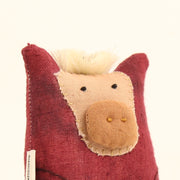 Handcrafted Linen Crimson Horse Bag Charm – handmade linen animal bag charm by Brusion
