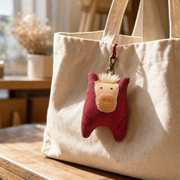 Handcrafted Linen Crimson Horse Bag Charm – handmade linen animal bag charm by Brusion