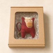 Handcrafted Linen Crimson Horse Bag Charm – handmade linen animal bag charm by Brusion