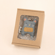 Handcrafted Linen Dusty Blue Mouse Bag Charm – handmade linen animal bag charm by Brusion