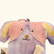 Handcrafted Linen Lilac Floppy-Ear Dog Bag Charm – handmade linen animal bag charm by Brusion