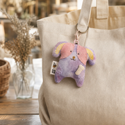 Handcrafted Linen Lilac Floppy-Ear Dog Bag Charm – handmade linen animal bag charm by Brusion