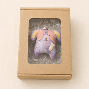 Handcrafted Linen Lilac Floppy-Ear Dog Bag Charm – handmade linen animal bag charm by Brusion