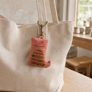 Handcrafted Linen Pink-Tail Striped Snake Bag Charm – handmade linen animal bag charm by Brusion