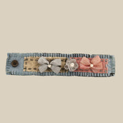 Denim Floral Patchwork Fabric Wristband – handmade patchwork fabric bracelet by Brusion