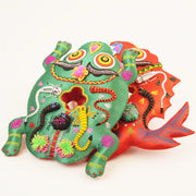 Five-Venom Guardian Fish - Hand-Embroidered Red Silk Art – handmade product detail view 5