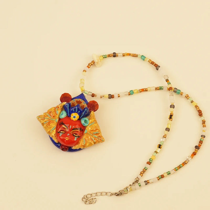 Red Spirit Pendant - Blue Ground