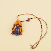 Forest Sprite Spirit Pendant - Blue and Gold Leaves – handmade textile gift, main product view