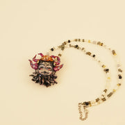 Flame Spirit Pendant - Orange Fire Dancer – handmade textile gift, main product view