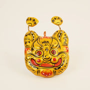 Golden Tiger Spirit Mask - Hand-Embroidered Wall Guardian – side view showing shape and hand-stitched details