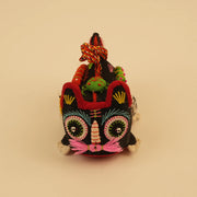 Guardian Tiger — Midnight (Mini) – close-up of linen, patchwork, and textile texture