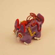 Mini Guardian Tiger - Amethyst | Hand-Sewn Folk Art – side view showing shape and hand-stitched details
