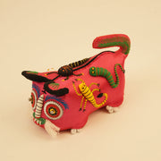 Guardian Tiger - Blush | Hand-Embroidered Protector – side view showing shape and hand-stitched details