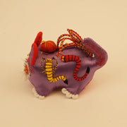 Mini Guardian Tiger - Amethyst | Hand-Sewn Folk Art – back view and handcrafted finishing details